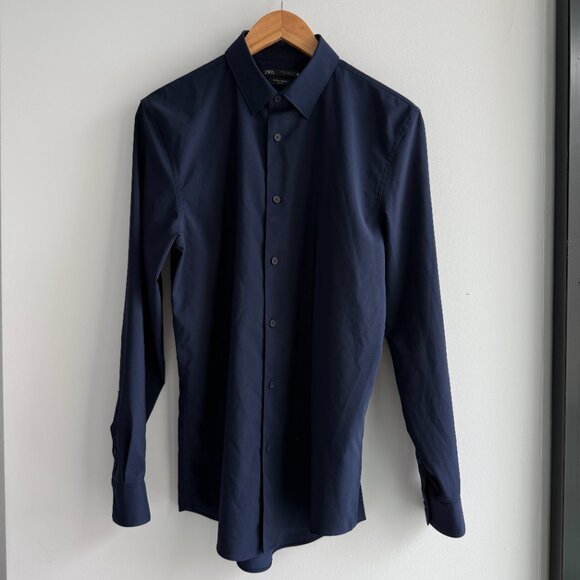 Zara Men's Navy Dress Shirt - Picture 3 of 5